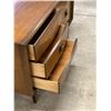 Image 4 : Mid Century Satin Walnut Diamond Front Lowboy 6 Drawer Dresser - Approx: 59.5x19" & 32"T