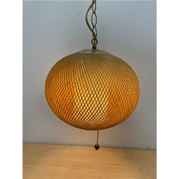 Mid Century Woven Spun Fiberglass Swag Lamp - Works - Approx: 12"W 11"T
