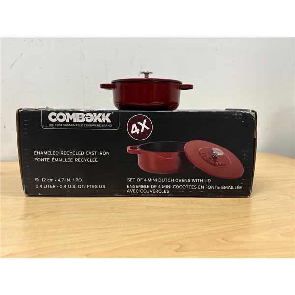 4 Enameled Cast Iron Mini Dutch ovens with Lids - see all photos for size and details