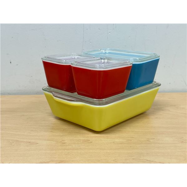 Vintage Pyrex Primary Colors Leftover Fridge Dishes with lids
