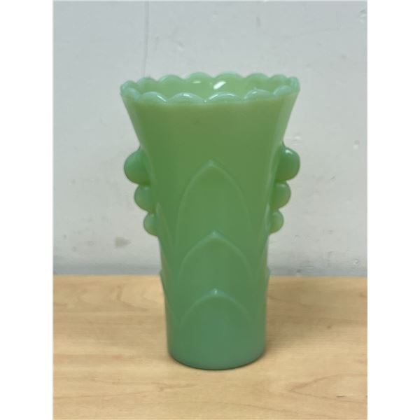 Vintage Fire King Jadite Deco Vase - Approx: 5.25" nice piece.
