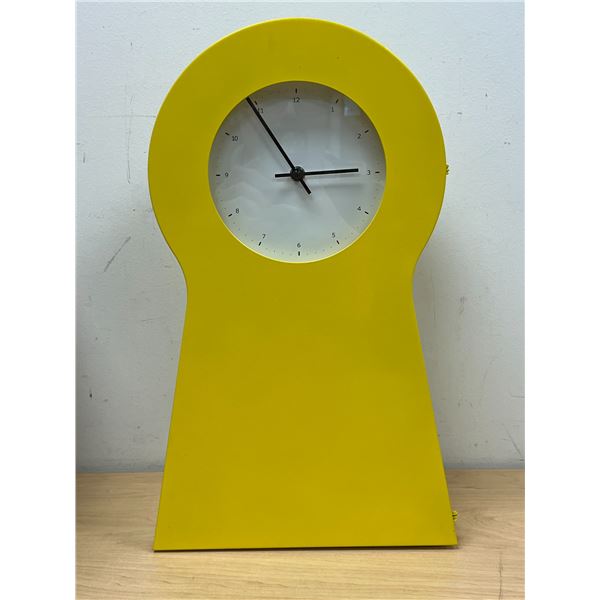Ikea Yellow Metal Case PS1995 Keyhole Clock / Storage Cabinet - Approx: 18.75x11.25x5.5"