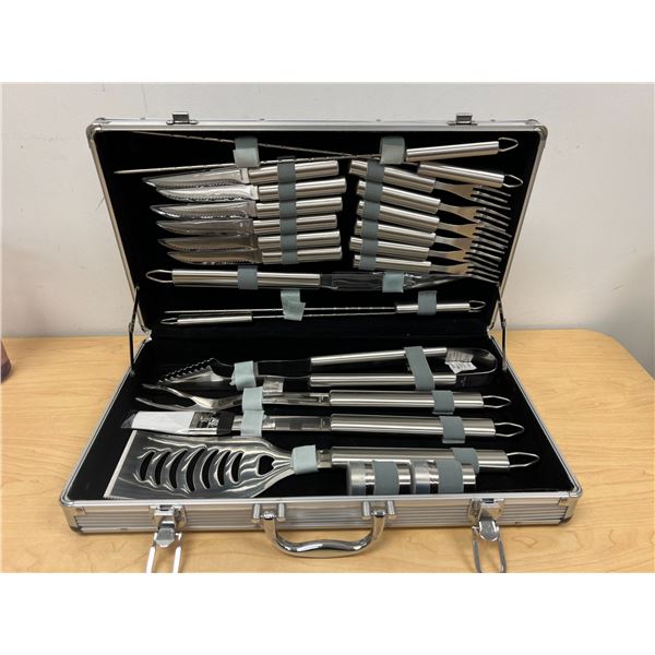 Nice Stainless Steel Barbecue & Cutlery Set - looks new, see all photos