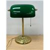 Image 3 : Brass with Green Glass Shade Bankers / Table Lamp - Approx: 15.5"T 10.5"W