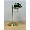 Image 4 : Brass with Green Glass Shade Bankers / Table Lamp - Approx: 15.5"T 10.5"W