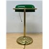 Image 6 : Brass with Green Glass Shade Bankers / Table Lamp - Approx: 15.5"T 10.5"W