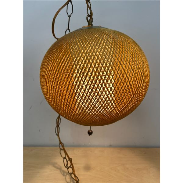 Mid Century Woven Spun Fiberglass Swag Lamp - Works - Approx: 12"W 11"T