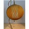 Image 1 : Mid Century Woven Spun Fiberglass Swag Lamp - Works - Approx: 12"W 11"T