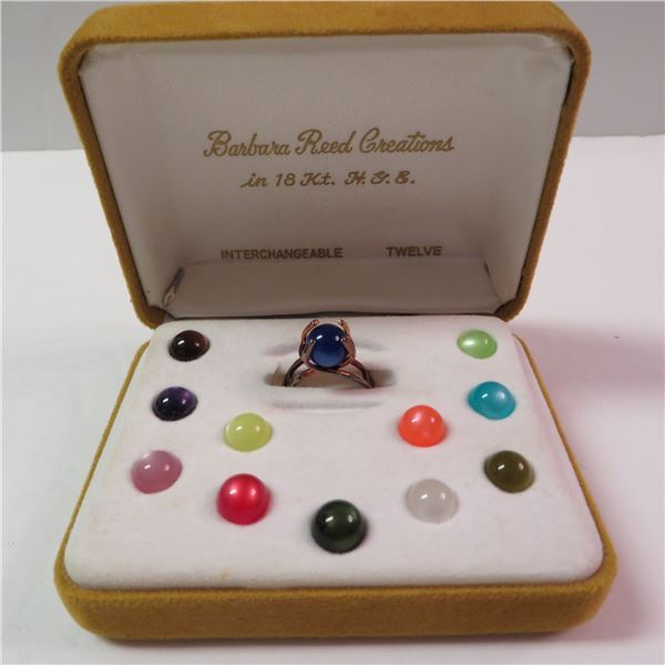 Vintage BARBARA REED CREATIONS interchangeable ring with twelve stones.  Approx size 6