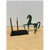 Image 5 : Brass Painted Horse & Enameled Book Ends Décor Pieces - Horse approx: 5.5" tall