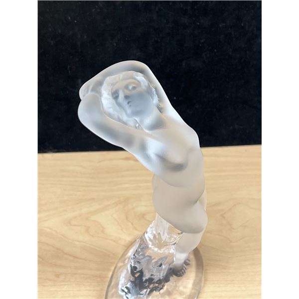 Signed Lalique France Nude Dancer Frosted Crystal Glass Figure - Approx: 9.25"T