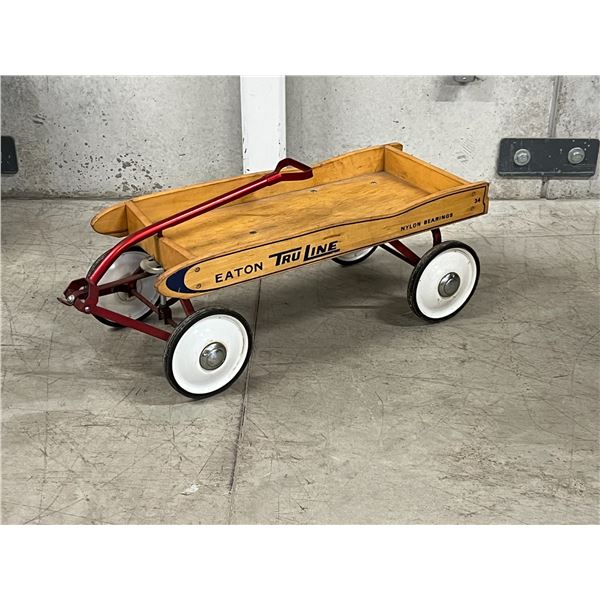 Vintage Eaton Tru Line Wood Pull Wagon - very nice overall condition - see photos
