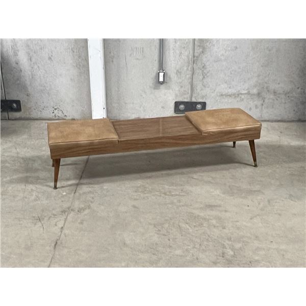 Vintage Two Cushion Gossip Bench / Table - see photos for condition 60x16" & 14.5"T