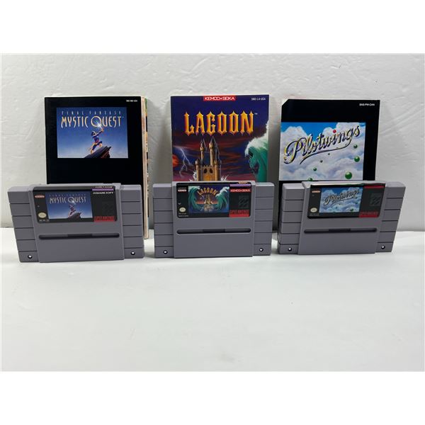 Mystic Quest / Lagoon / Pilotwings - Super Nintendo Entertainment System SNES