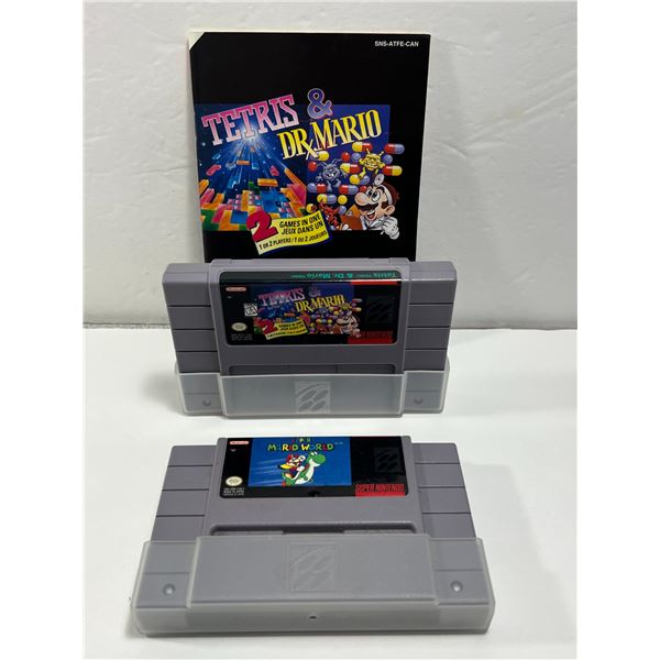 Tetris & Dr. Mario / Super Mario World - Super Nintendo Entertainment System SNES