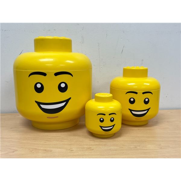 Set of 3 Plastic LEGO Storage Containers / Bins - Largest approx: 10"T 9"W