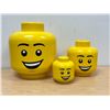 Image 1 : Set of 3 Plastic LEGO Storage Containers / Bins - Largest approx: 10"T 9"W