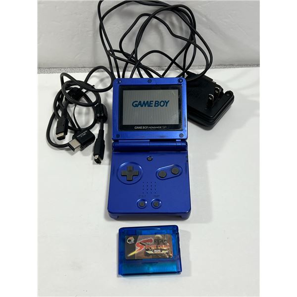 Blue Nintendo Game Boy Advance SP with Charger, Link Cable and super card