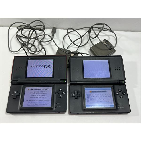 AS IS: 2 Nintendo DS Lite Handhelds & Chargers - not tested, see all photos