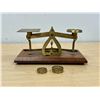 Image 8 : Small Brass English Scale On Wood Base - Base approx: 7x4"