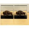 Image 1 : Vintage Acrylic Bison Bookends - Approx: 4.5"W and 4.5"T