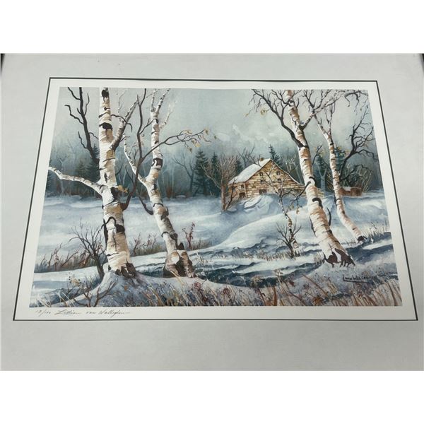 Lillian Van Walleghen 13/100 Winter Scene - Frame approx: 21.5 x 17.5"