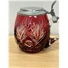 Image 2 : Ruby Red Cut Crystal Beer Stein Mug - nice - approx: 6" tall