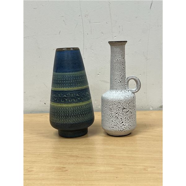 2 Mid Century West German Art Pottery Vases - Smaller - tallest 6.5"