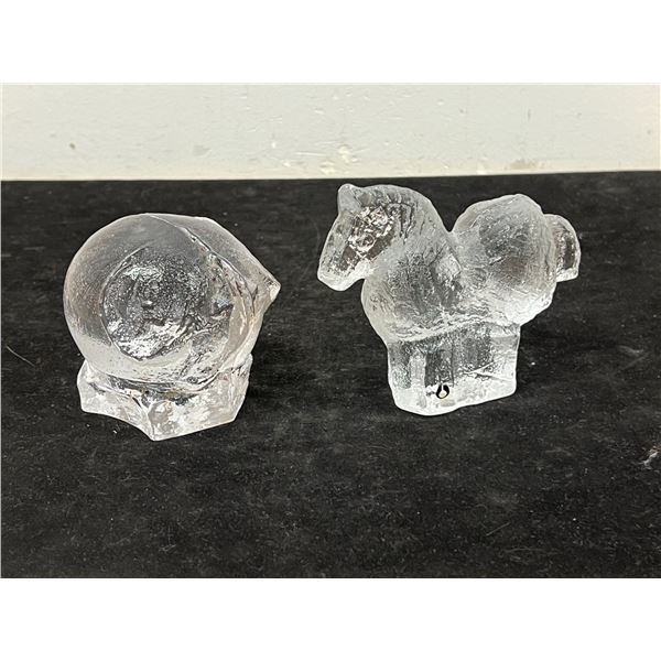 Mid Century Pukeberg (Sweden) Textured Art Glass Horse & Elephant - Horse 4.75"W