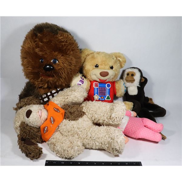 LOT OF PLUSH ANIMALS INCLUDING STAR WARS CHEWBACCA
