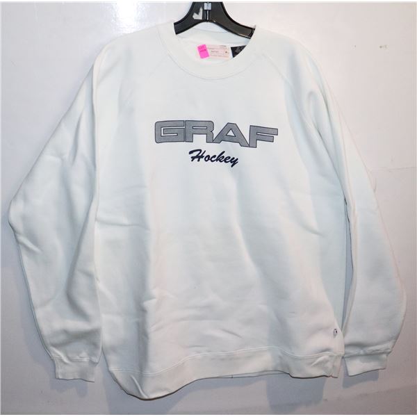 MENS L WHITE GRAF SWEATSHIRT