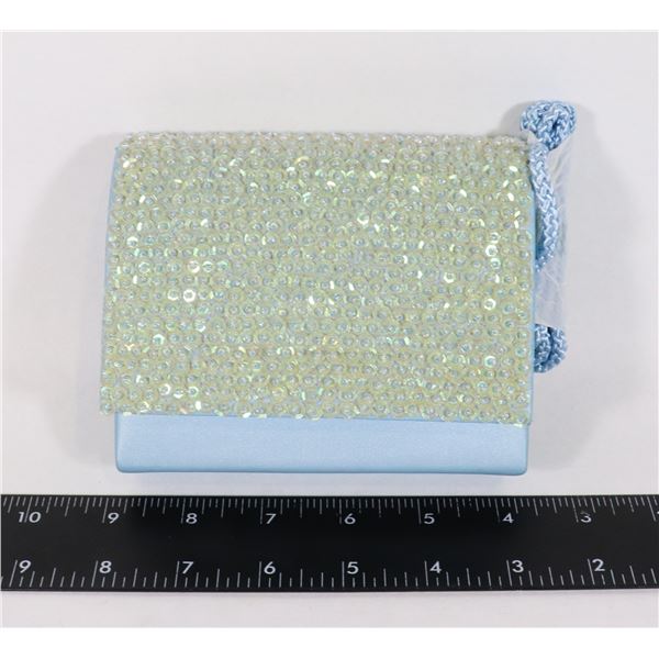 DISPLAY MODEL TOUCH UPS BLUE BEADED EVENING BAG