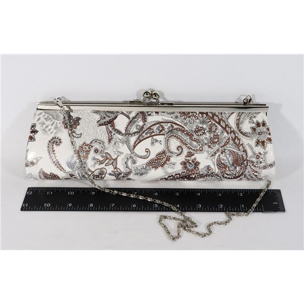 NEW KISS LOCK METALLIC PAISLEY DESIGN EVENING BAG