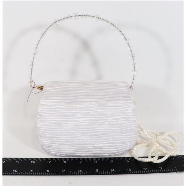 DISPLAY MODEL WHITE SATIN TYPE BEADED HANDLE