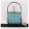 Image 1 : NEW TURQUOISE SPARKLE LACE AND METAL EVENING BAG