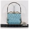 Image 1 : NEW TURQUOISE SPARKLE LACE AND METAL EVENING BAG