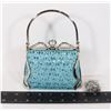 Image 1 : NEW TURQUOISE SPARKLE LACE AND METAL EVENING BAG