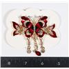 Image 1 : NEW RHINESTONE TASSEL RED BUTTERFLY CRAB CLAW