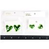Image 1 : 2 NEW PAIRS GREEN OF HEART DESIGN STUD EARRINGS
