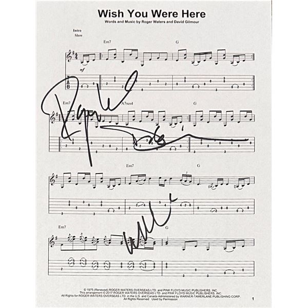 Pink Floyd Wish You Were Here Autographed WATERS GILMOUR MASON