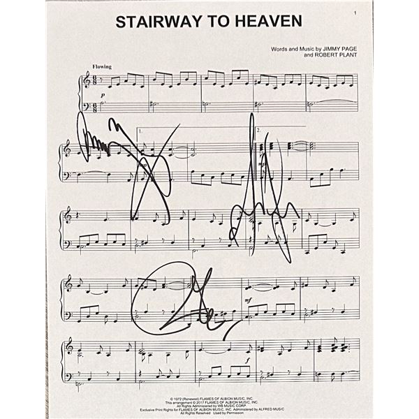 Led Zeppelin Autographed Sheet Music PAGE PLANT