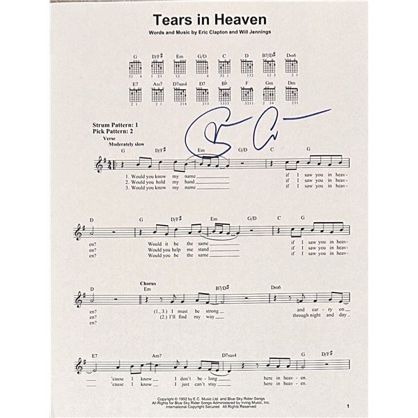 Eric Clapton Autographed Sheet Music