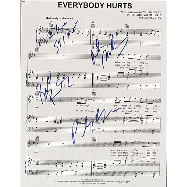 REM Everybody Hurts Autographed Sheet Music ALL 4