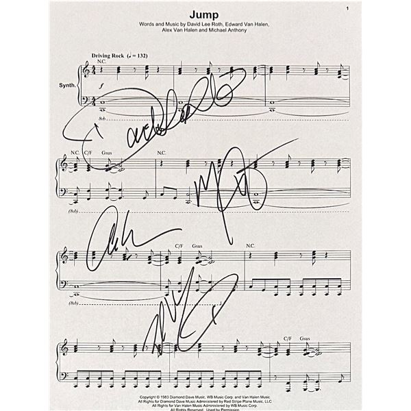 Van Halen Jump Autographed Sheet Music All 4