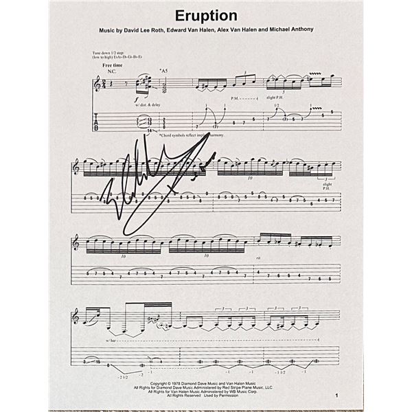 Eddie Van Halen Autographed Sheet Music