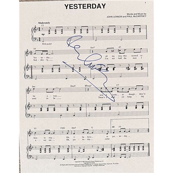 Paul McCartney Autographed SHEET MUSIC