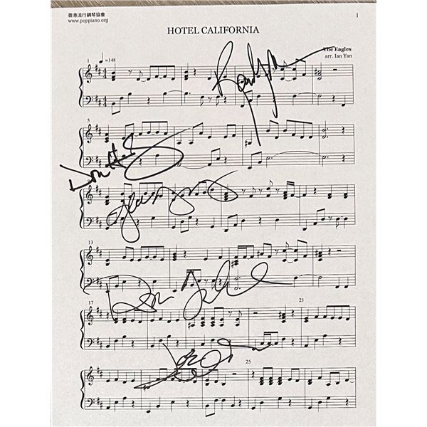 The Eagles Autographed Sheet Music All 5