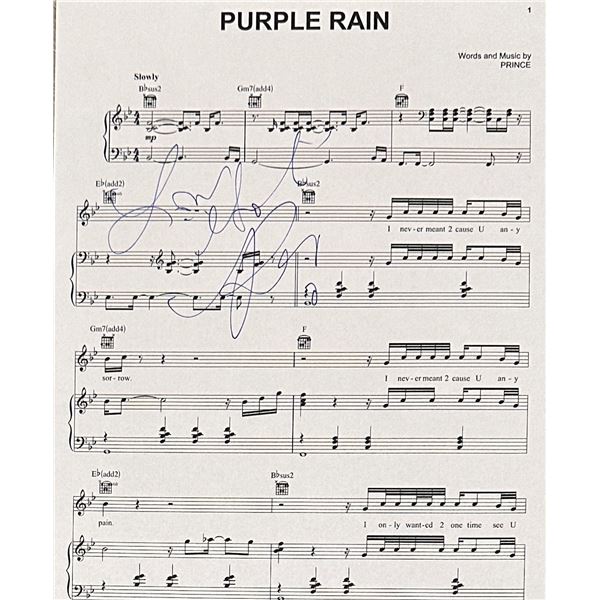 Prince Purple Rain Autographed Sheet Music