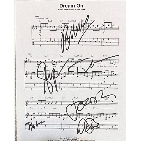 Aerosmith Autographed Sheet Music