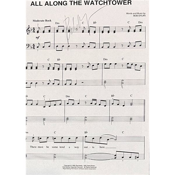 Bob Dylan AUTOGRAPHED Sheet Music
